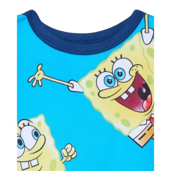 NEW NWT Boys Sz 4 Snug Fitting SPONGEBOB Soft Stretchy Lounge Pajamas 2 Pc Set - Picture 2 of 3